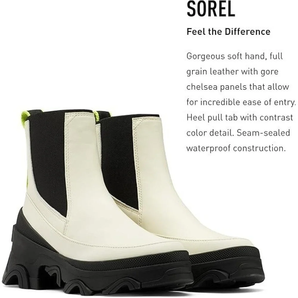 SOREL® (Women's 9.5) BREX™ CHELSEA Waterproof Boot in Chalk/Black - $179